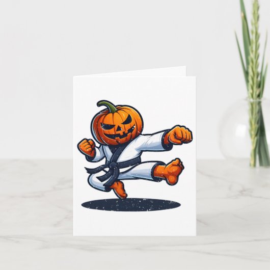 Karate Halloween Pumpkin Kaart (Voorkant)