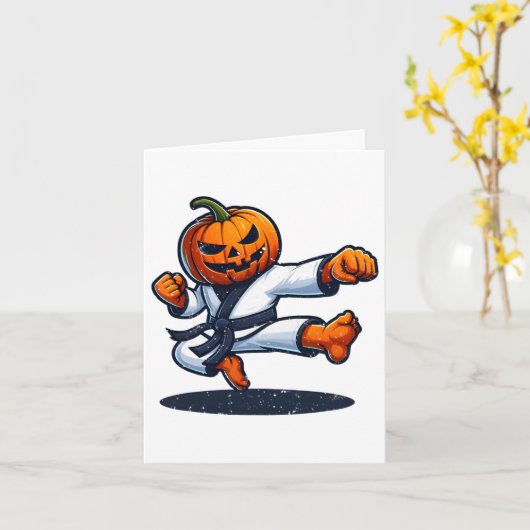 Karate Halloween Pumpkin Kaart (Gele Bloem)