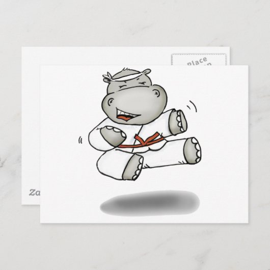 Karate Hippo Briefkaart (Voorkant / Achterkant)