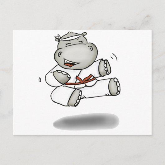 Karate Hippo Briefkaart (Voorkant)