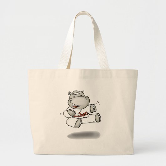 Karate Hippo Grote Tote Bag (Voorkant)