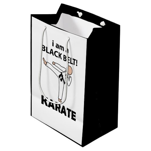Karate Ik ben een Zwarte Gordel Karate Medium Cadeauzakje (Voorkant Gekanteld)