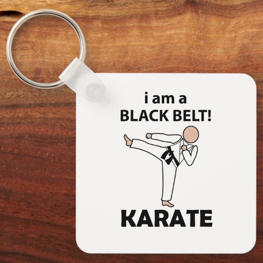 Karate Ik ben een Zwarte Gordel Karate Sleutelhanger (Voorkant)