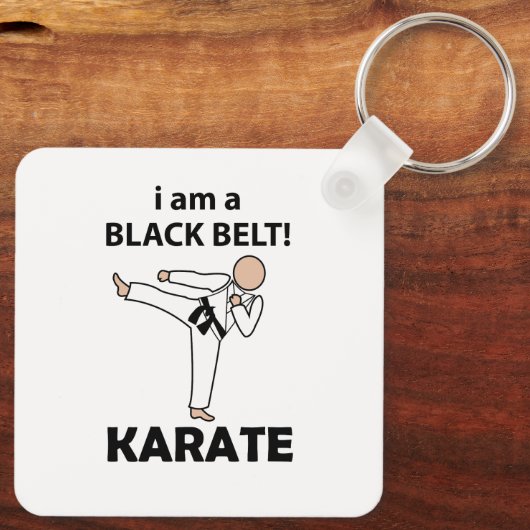 Karate Ik ben een Zwarte Gordel Karate Sleutelhanger (Achterkant)