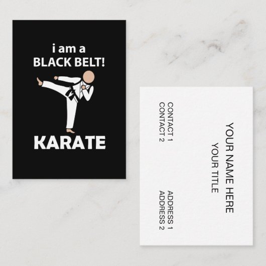 Karate Ik ben een Zwarte Gordel Karate Visitekaartje (Voorkant / Achterkant)