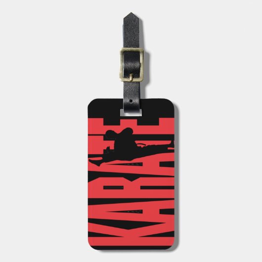 Karate in het rood bagagelabel (Voorkant verticaal)