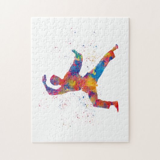 Karate in watercolor legpuzzel (Verticaal)