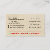 Karate instructeur - Kanji en karateka silhouet Visitekaartje (Achterkant)