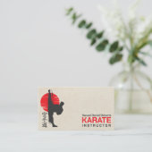 Karate instructeur - Kanji en karateka silhouet Visitekaartje (Staand voorkant)