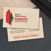 Karate instructeur - Kanji en karateka silhouet Visitekaartje