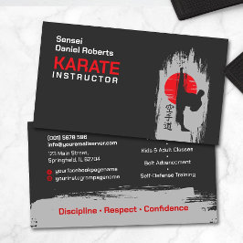 Karate-instructeur - Kanji en karateka-silhouet Visitekaartje