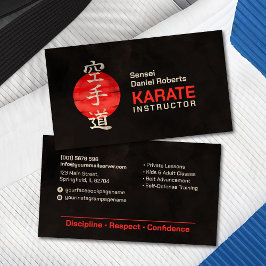 Karate instructor - Japanese Kanji and sun  Visitekaartje