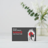 Karate instructor - Kanji and karateka silhouette  Visitekaartje (Staand voorkant)