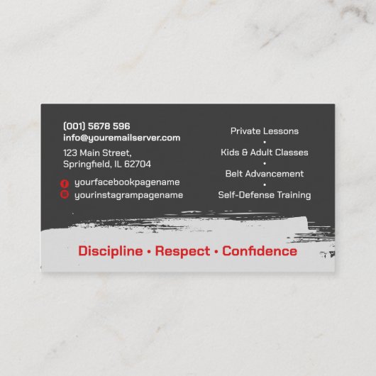 Karate instructor - Kanji and karateka silhouette  Visitekaartje (Achterkant)