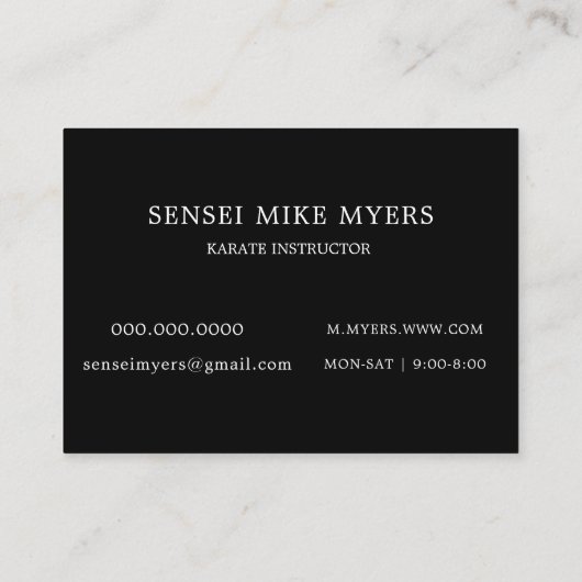 Karate Instructor Sensei Gi Visitekaartje (Achterkant)