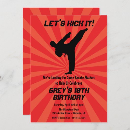 Karate Invitations, Dojo Invitations Kaart (Voorkant / Achterkant)