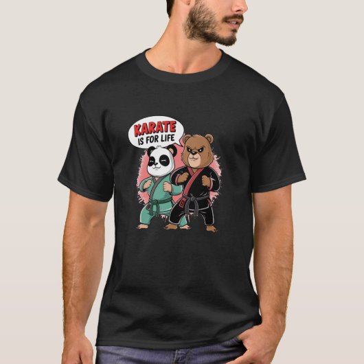 Karate is voor levenden - Karate Beer en Panda T-shirt (Voorkant)