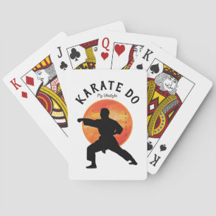 Karate Japan Black Rising Sun Modern Trendy Name Pokerkaarten