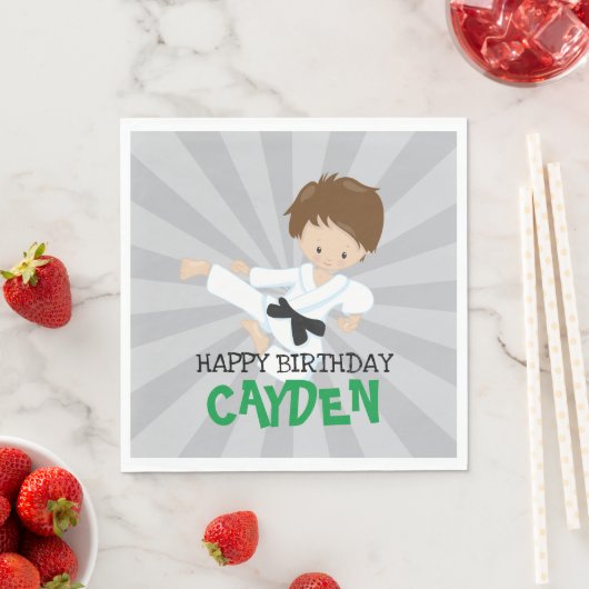 Karate jongen groen Martial Arts Verjaardag Servet (Insitu)