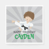 Karate jongen groen Martial Arts Verjaardag Servet (Voorkant)