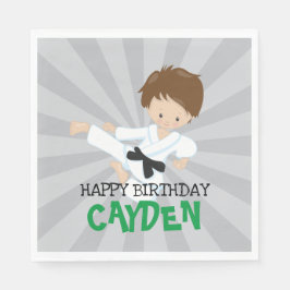 Karate jongen groen Martial Arts Verjaardag Servet