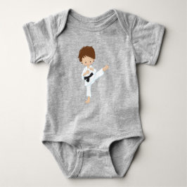 Karate Jongen, Lieve Jongen, Bruin Haar, Zwarte Ba Romper