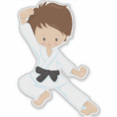 Karate Jongen, Lieve Jongen, Zwarte Band, Bruin Ha Sticker (Voorkant)