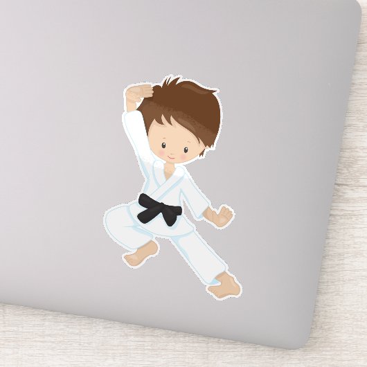 Karate Jongen, Lieve Jongen, Zwarte Band, Bruin Ha Sticker (Detail)