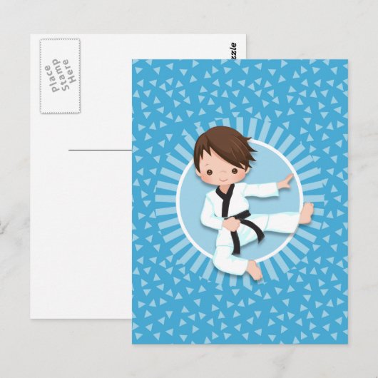 Karate Jongen met Bruin Haar Judo Martial Arts Briefkaart (Voorkant / Achterkant)