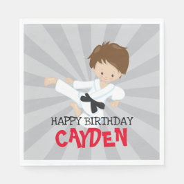 Karate jongen rode vechtsporten verjaardag servet