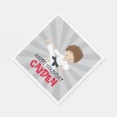 Karate jongen rode vechtsporten verjaardag servet (Hoek)