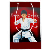 Karate Jongen Verjaardag Gift Bag Medium Cadeauzakje (Voorkant)