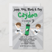 Karate Jongen Verjaardag Uitnodiging Groen (Voorkant)