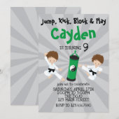 Karate Jongen Verjaardag Uitnodiging Groen (Voorkant / Achterkant)
