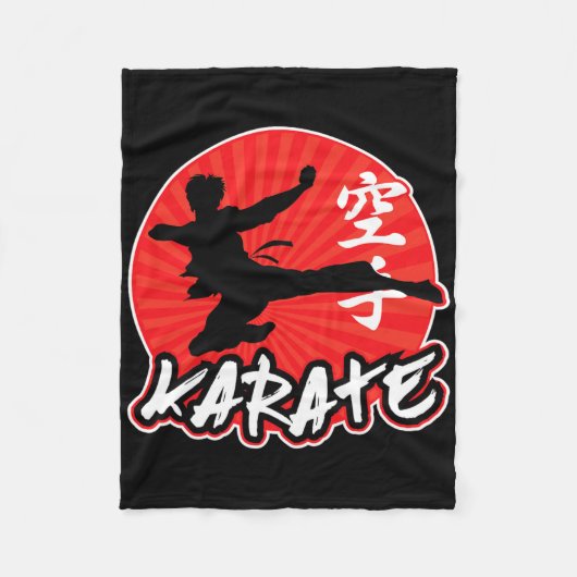 Karate Jumping Side Kick Japans Fleece Deken (Voorkant)
