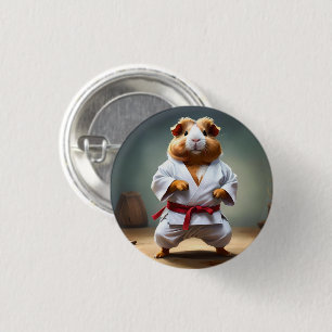 **"Karate Kampioen: De Onverschrokken Cavia"** Ronde Button 3,2 Cm