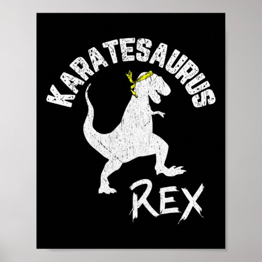 Karate Karatesaurus Rex Dinosaur Grappige Krijgsku Poster (Voorkant)