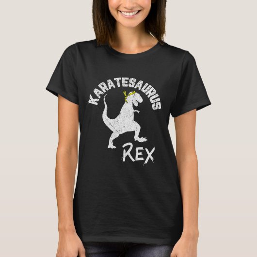 Karate Karatesaurus Rex Dinosaur Grappige Krijgsku T-shirt (Voorkant)