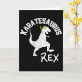 Karate Karatesaurus Rex Dinosaur Grappige Vechtkun Kaart (Gele Bloem)