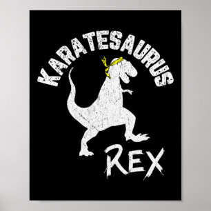 Karate Karatesaurus Rex Dinosaur Grappige Vechtkun Poster