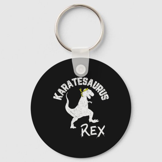 Karate Karatesaurus Rex Dinosaur Grappige Vechtkun Sleutelhanger (Voorkant)