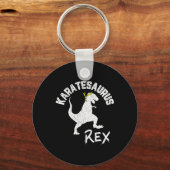 Karate Karatesaurus Rex Dinosaur Grappige Vechtkun Sleutelhanger (Voorkant)