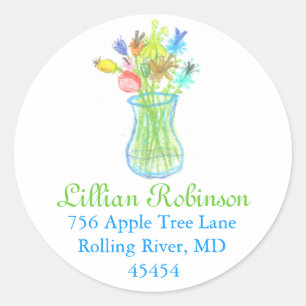 Karate Kat Graphics bloem bos adreslabel Ronde Sticker