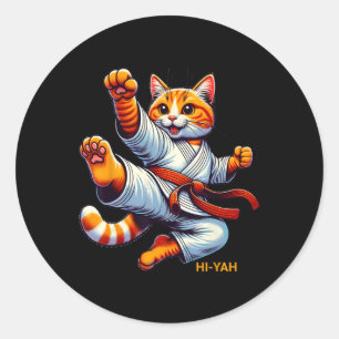Karate Kat Hi-yah Martial Arts Liefhebber Kinderen Ronde Sticker