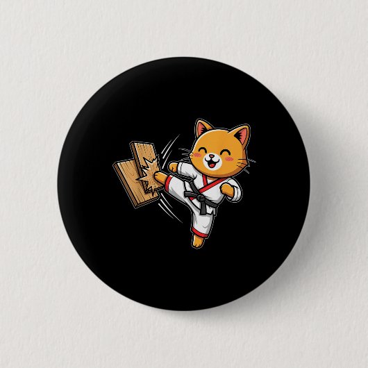 Karate Kat Taekwondo Ronde Button 5,7 Cm (Voorkant)