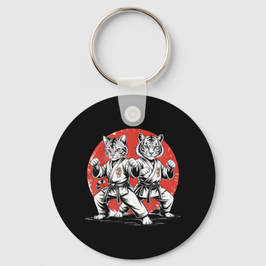 Karate Kat Tiger Karate Gi Karate Japanse Spullen Sleutelhanger (Voorkant)