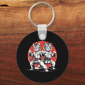 Karate Kat Tiger Karate Gi Karate Japanse Spullen Sleutelhanger (Voorkant)