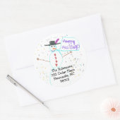 Karate Kat vakantie retour adres Ronde Sticker (Envelop)