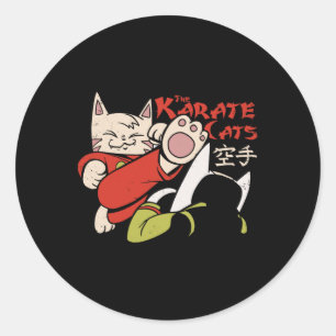 Karate Kat Voor Mannen Vrouwen Kinderen Ronde Sticker
