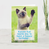 Karate Kat Will Kick your Butt Birthday Card Kaart (Voorkant)